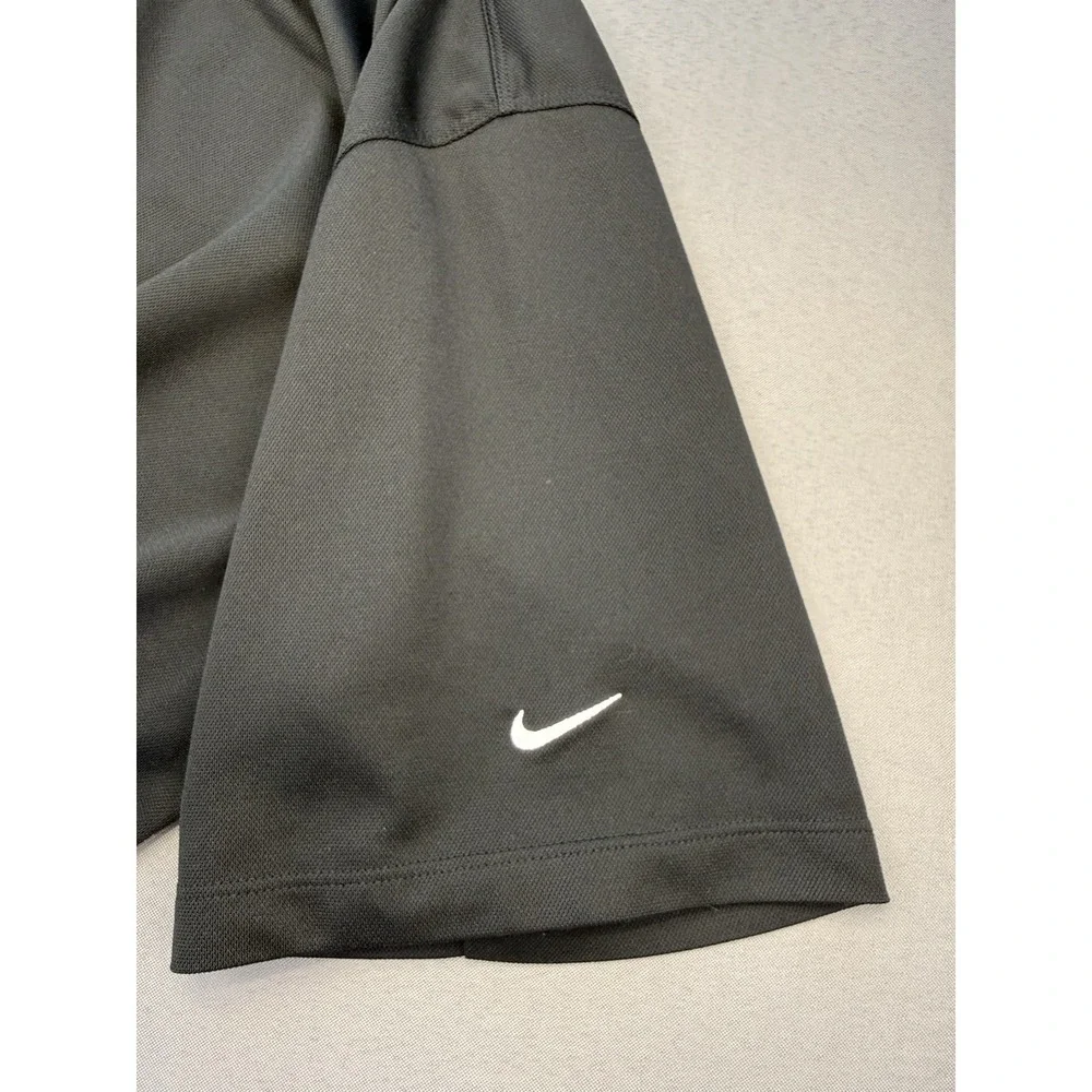 Nike Golf Mens Dri-FIT‎ Black Short Sleeve Polo Shirt 3-Button Mesh Texture XL